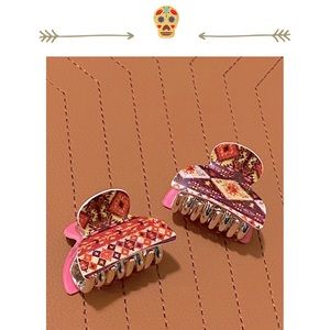 #3222 Two Trendy Acrylic Fashion Mini Aztec Hair Claws